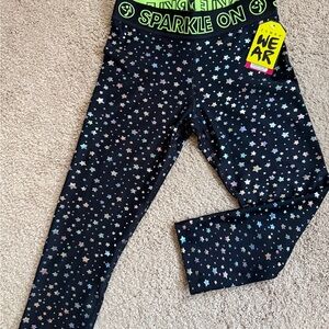 Brand New Zumba Fitness 'Sparkle On' Black Star Print Leggings